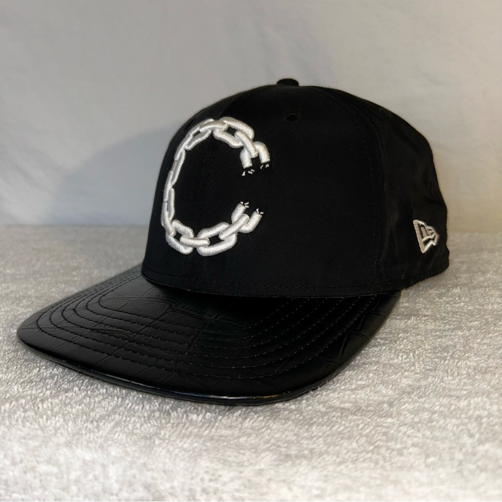 Crooks & Castles x New Era Hat - Black Faux Croc Brim Chain C Logo